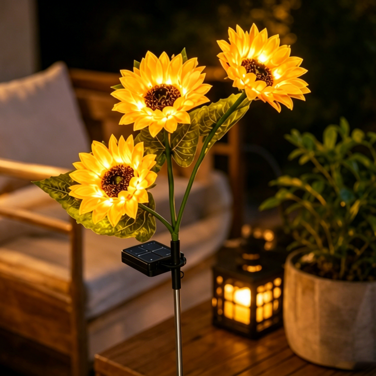 Solar Sunflower Garden Light