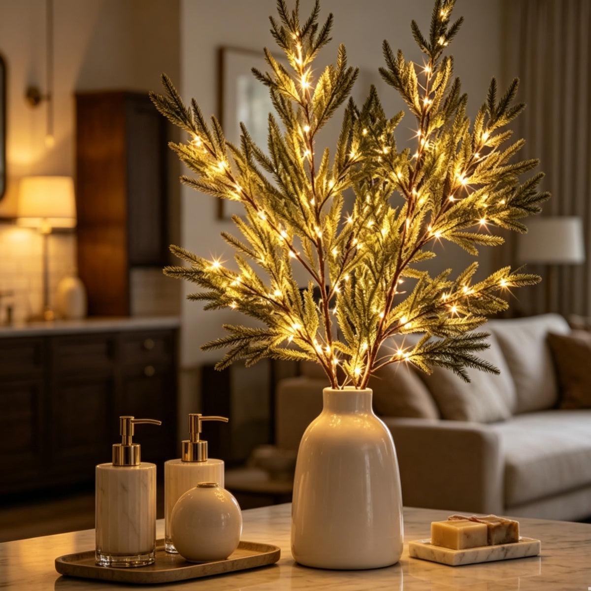 Artificial Lighted  Pine Branches